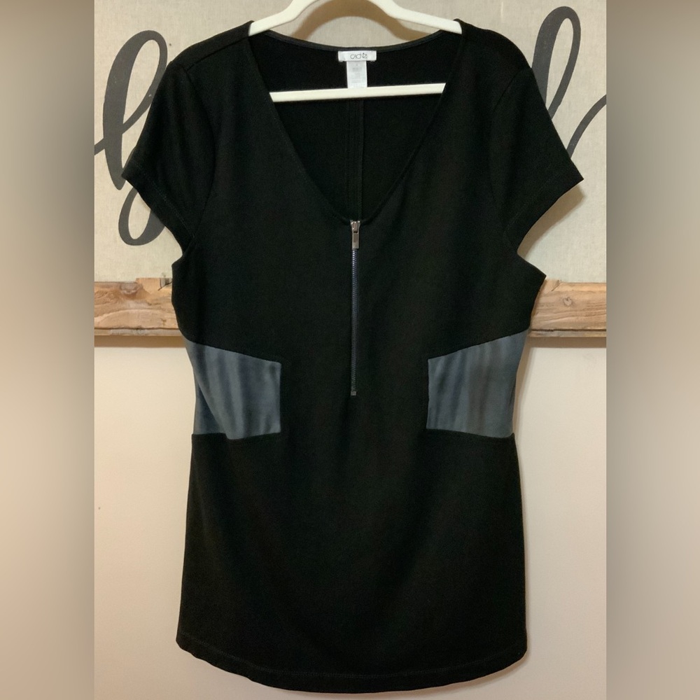Vintage CACHE Stretch Dress XL Black, Faux Leather Little Black Dress Women’s